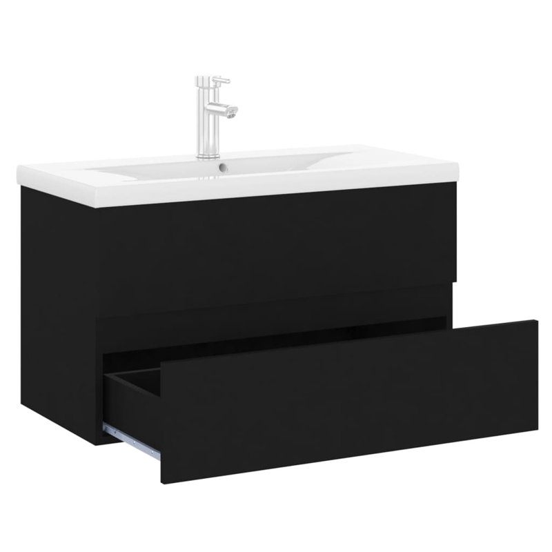 Audrae Wall Hung Single Vanity, 80cm, Black