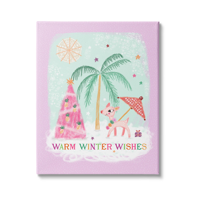 «Warm Winter Wishes Expression Tropical Beach Chistmas Reindeer» par Tina Devins - impression, Plaque murale