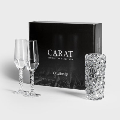 Orrefors Carat 3 Piece Glass Assorted Glassware Set In Black