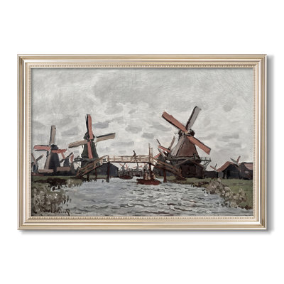 Windmills near Zaandam, 1871-Claude Monet-Custom Framed Canvas