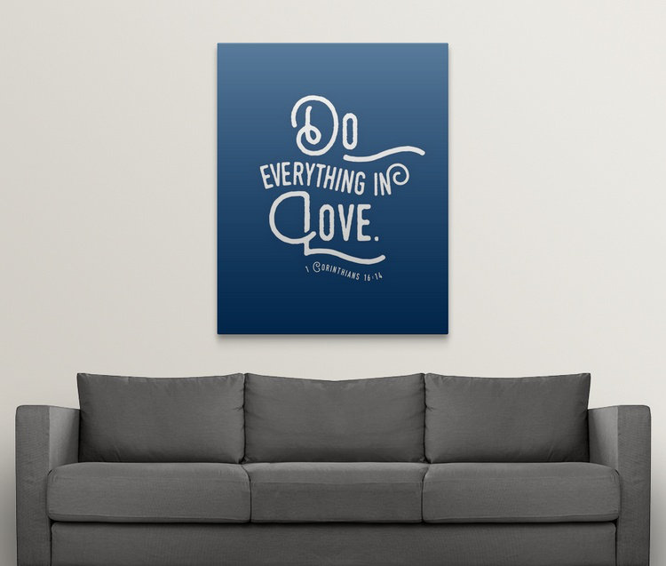 " 1 Corinthians 16:13-14 ", 30" H x 24" W x 1.5" D, Canvas