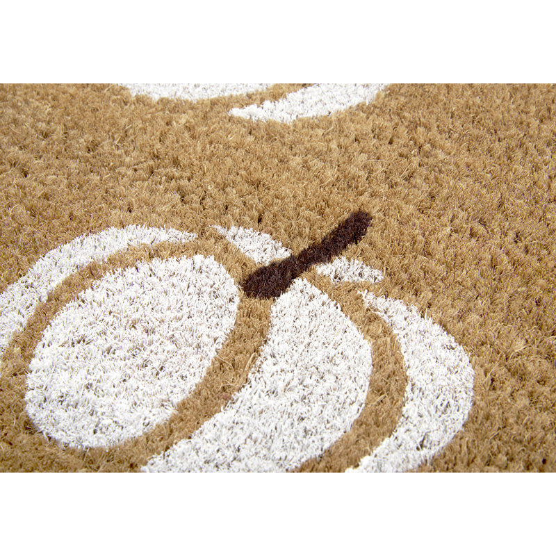 Mix Mats Orange Pumpkins Doormat, White/Black