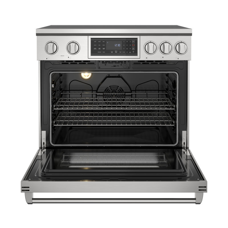 Four professionnel à induction 36 po avec surface de cuisson en vitrocéramique de 11 kW, four à convection véritable de 7,8 kW, capacité de 6 pieds cubes, 240 volts, 50A, 60HZ