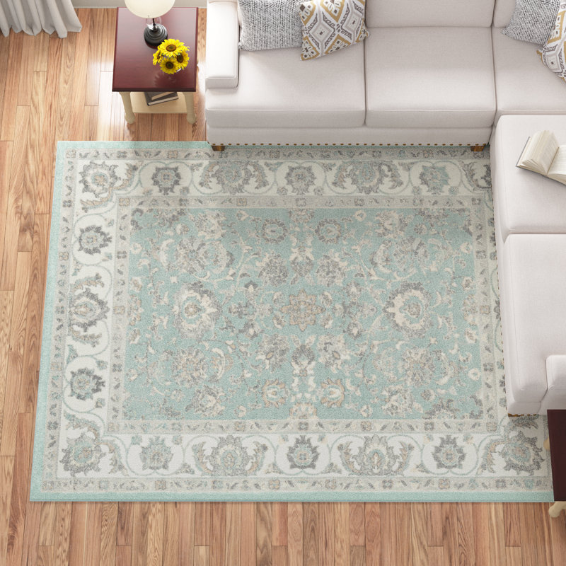 Tapis oriental bleu / gris Hilley, Rectangle 10 pi x 13 pi