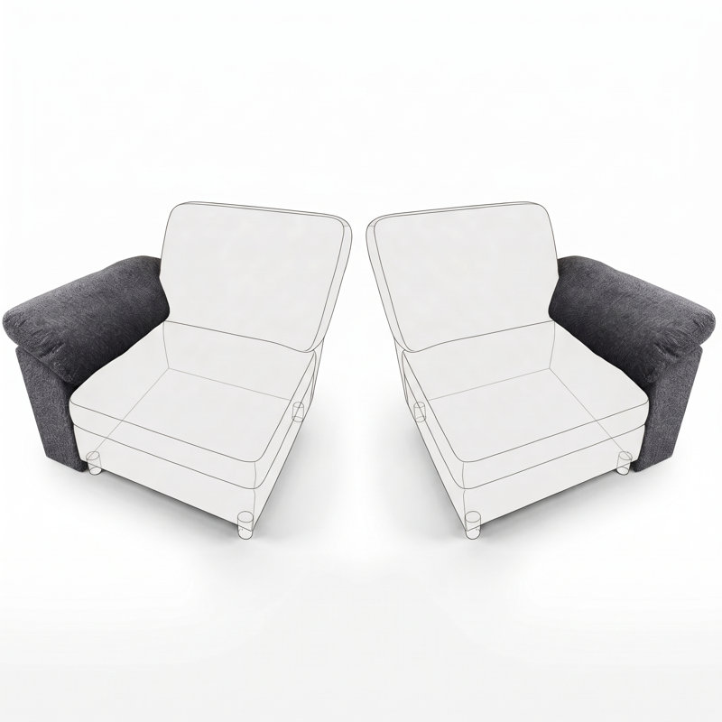 Happel Upholstered 8.19 " L-Shaped Sectional, Dark Grey