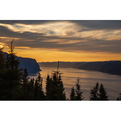 Sunset Over Saguenay Fjord by Daniel50 - Wrapped Canvas Print