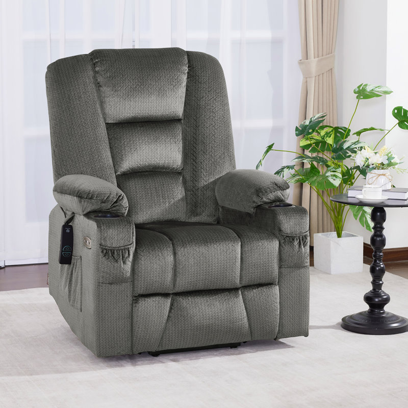 Power Lift Recliner Chair with Massage and Heat, Fabric, Gray