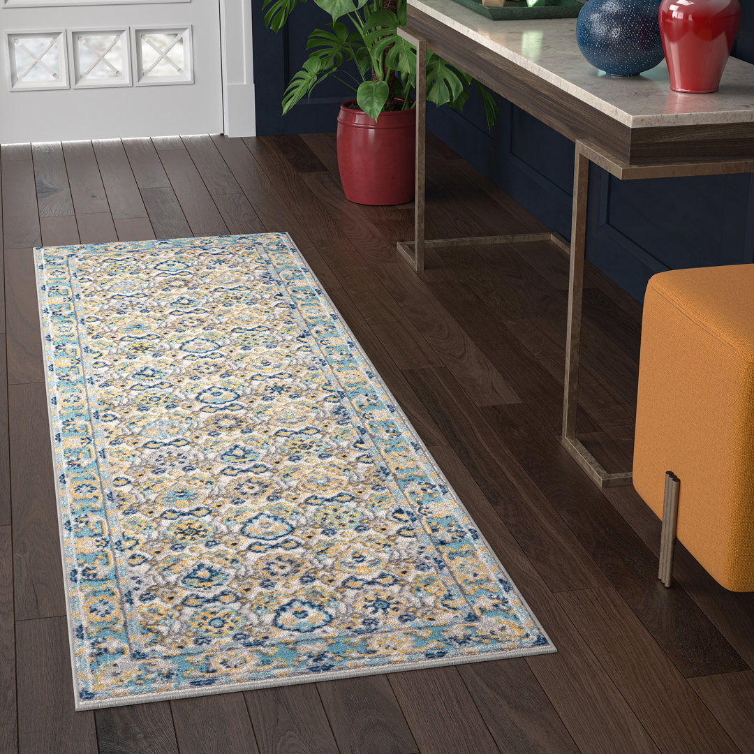 Layela Floral Aqua/Beige Area Rug Charlton Home® Rug