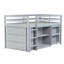 Twin Loft Bed with Drawer, Shelf & Pull-Out Desk, Solid Rubber Wood Loft Bed with Safety Guardrail, Grey-1428644568