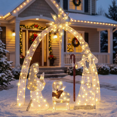 Lighted Nativity Manger Arch Outdoor Christmas Decoration