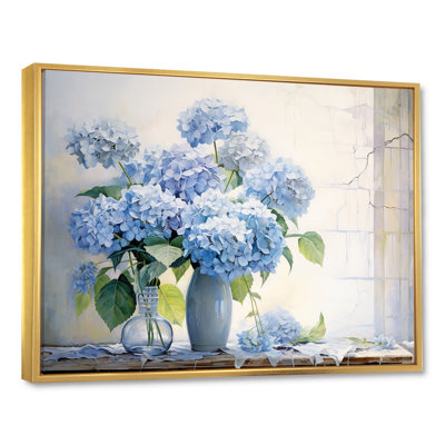 Blue Hydrangea Farmhouse Still Life - Hydrangea Canvas Print Wall Art