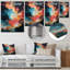 Rose et bleu tourbillonnant, peinture fluide IV - Art mural abstrait en métal-539829210