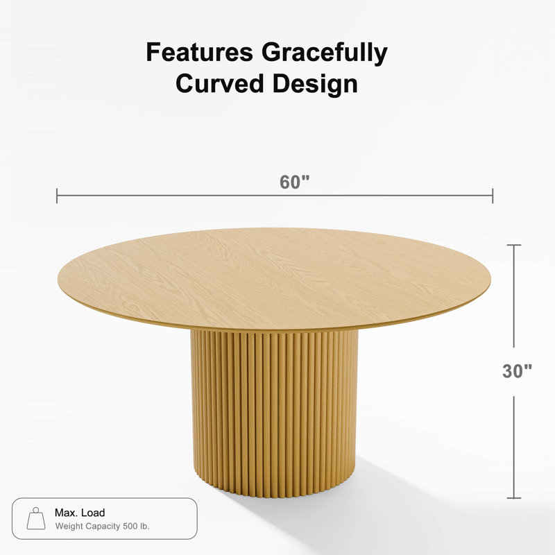 Table de salle à manger en bois massif, H 30 po x L 60 po x l 60 po, Chêne