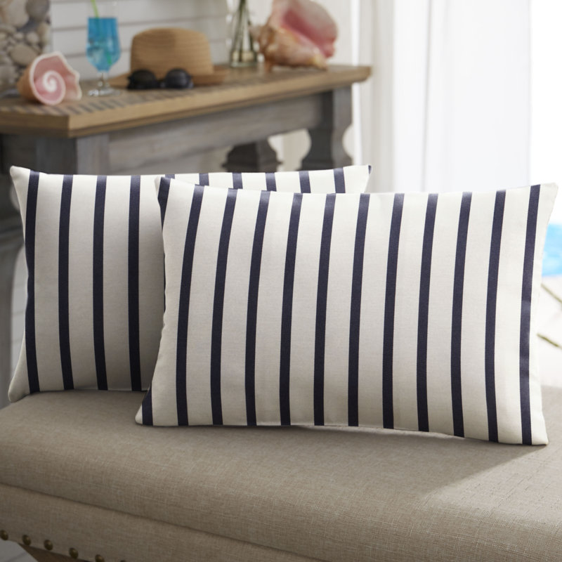  Housse et insert de coussin extérieur rayé Sunbrella, H 13 po x l 20 po, Blanc / Indigo