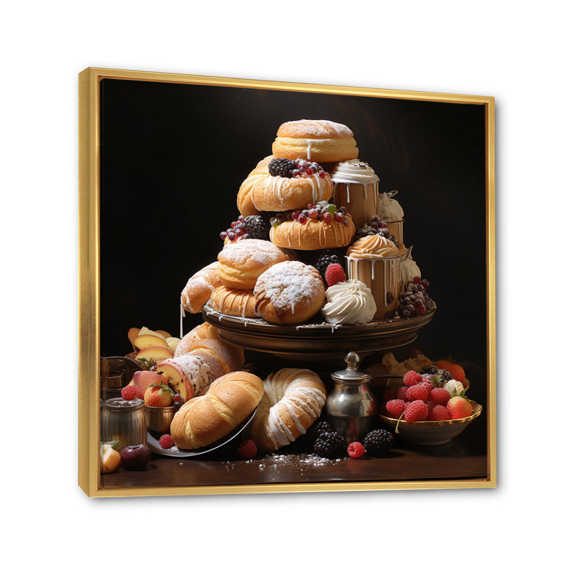 Sweet Pastries III sur impression sur toile, Cadre flottant doré, H 16 po x l 16 po x P 1 po