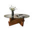 Table basse moderne pour le salon, centre Mid-Century avec plateau en verre trempé et bois, noyer