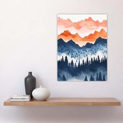 Misty Patagonia Forest Blue Watercolour Wall Art Print
