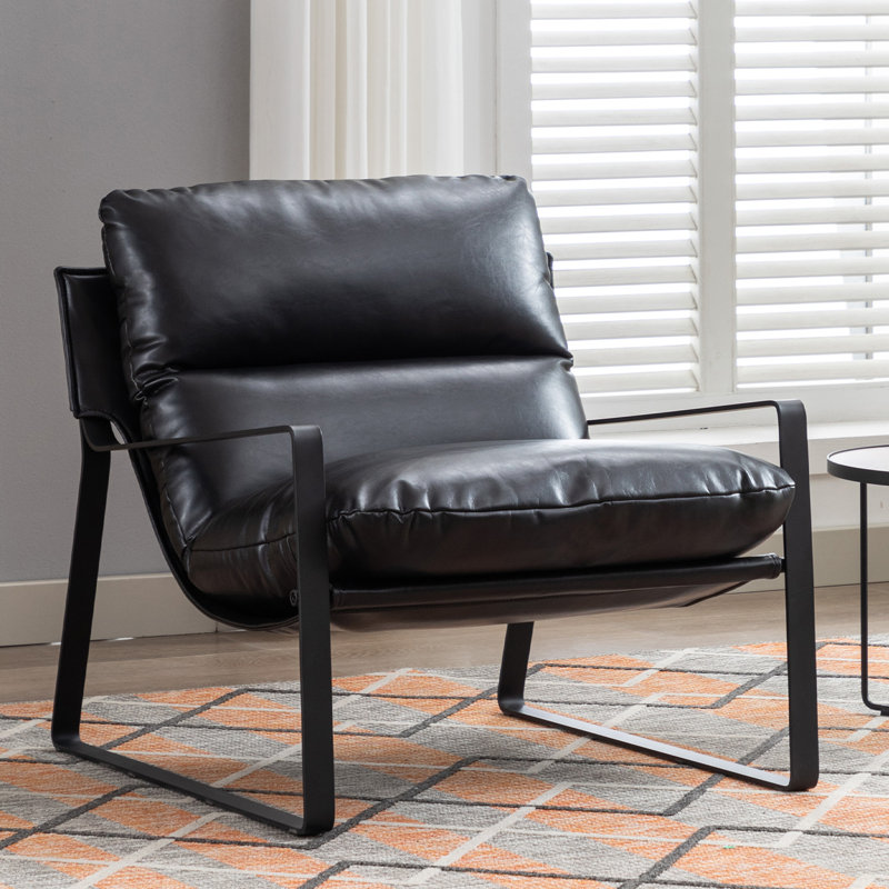 Gerani Faux Leather Armchair, Black Faux Leather