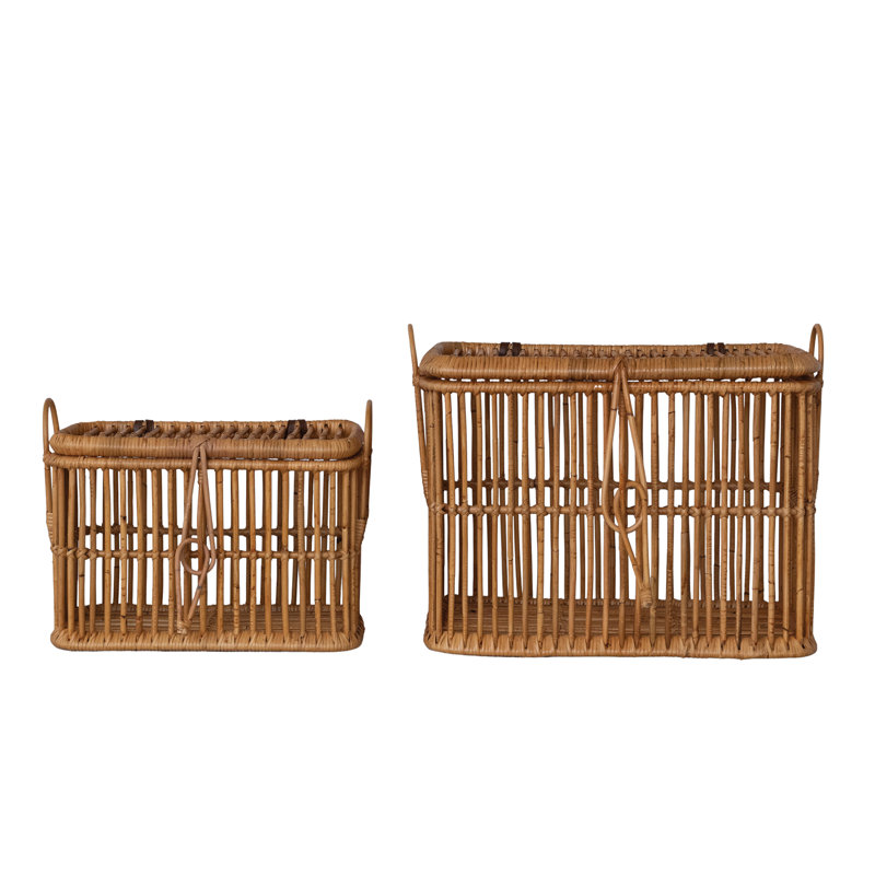 Handwoven Rattan Lidded Baskets