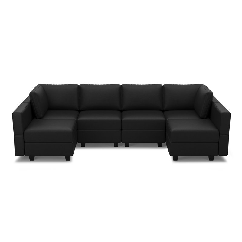 Canapé modulaire en U 6 places Colusa, Noir