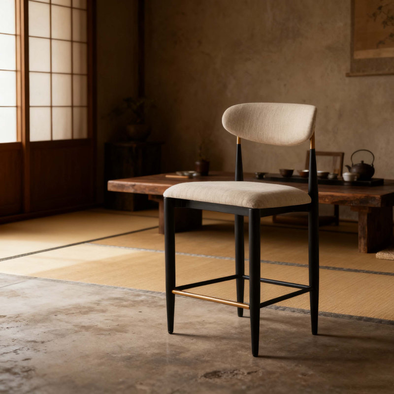 Ensemble de 2 tabourets de comptoir sans accoudoirs, Noir