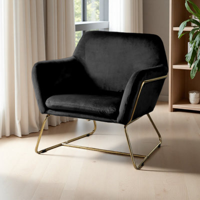 Chaise d'appoint en velours 29,5 "avec base en métal