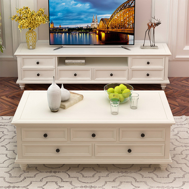 Solid wood TV stand coffee table solid