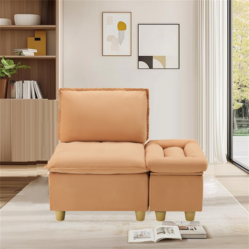 Canapé simple avec armoire de rangement mobile et porte-gobelet, Mélange de polyester brun