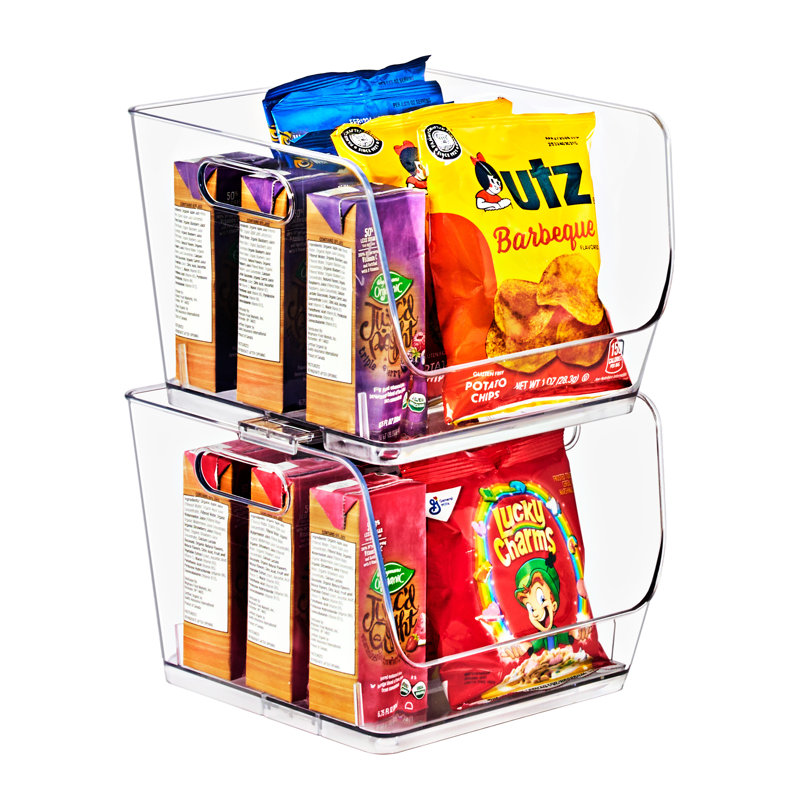 Sorbus Stackable Storage Bins Open Front, Clear Stackable Storage Bins, Pantry Bins for Storage and Organization, Acrylic Stackable Bins for Kitchen, Clear Pantry Organizer Bins (Medium Square), 2 Pack