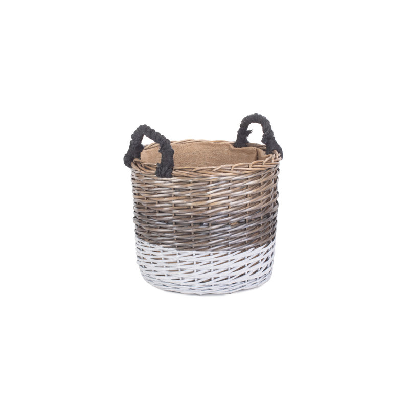Triple Tone Wicker Storage Basket with Lining