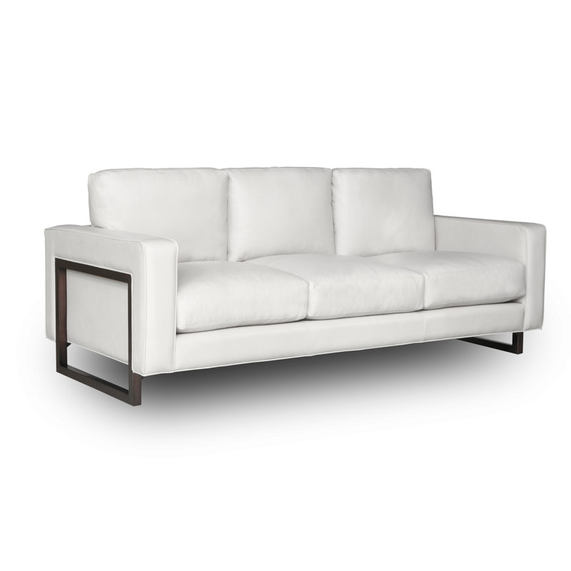 Penelope 84'' Leather Sofa, Pale Grey (Providence), Stainless Steel
