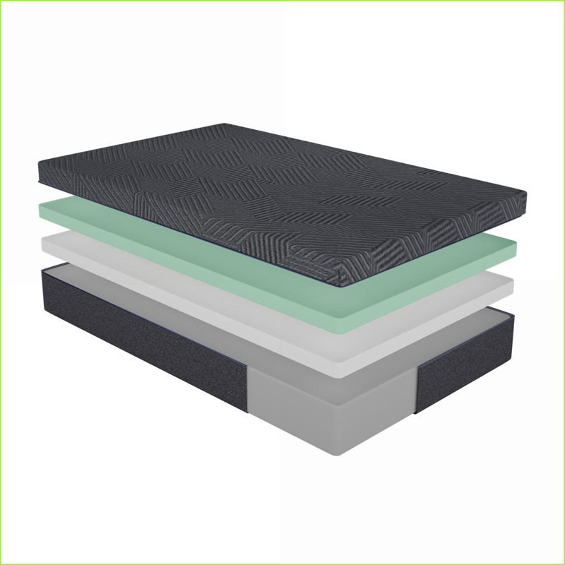Matelas | Matelas en mousse viscoélastique infusée de gel vert 11 pouces dans une boîte, gris foncé | Mousse