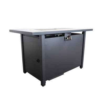 43” Smoked Glass Metal Rectangle Fire Pit