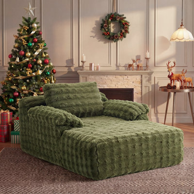 Velvet Oversized Chaise Lounge Sleeper Sofa