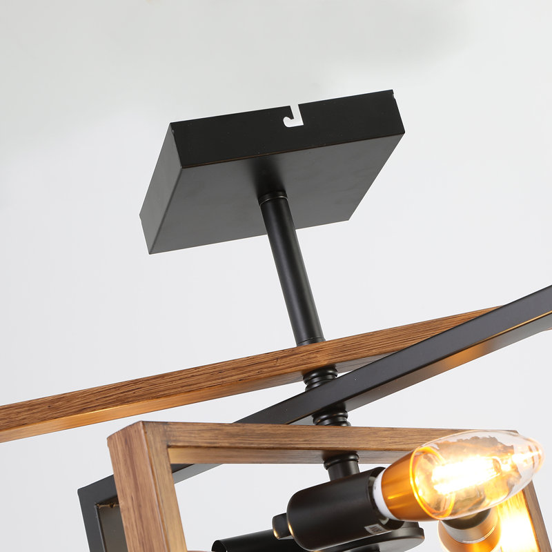Kreger 3 - Light Bulbs Unique Design Metal Frame 15.7'' Semi Flush Mount Ceiling Light, Brown