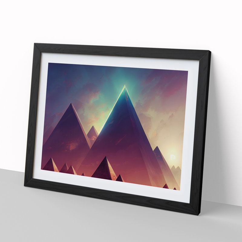Futuristic Pyramids Vol.3 Abstract - Single Picture Frame Print, Black Framed, 25cm H x 34cm W x 2cm D