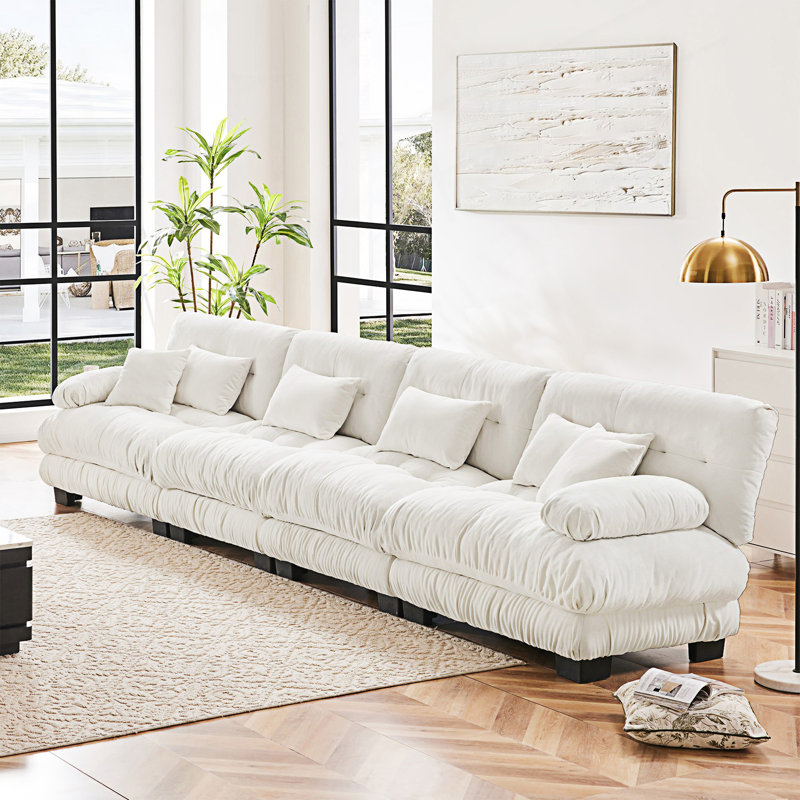 Canapé modulaire à 4 places, canapé modulaire à assise profonde, Blanc