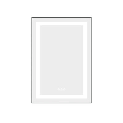 20" X 30" Wall Mounted Led Mirror With Fog, 3 Color Temperatures, Aluminum Frame, Front And Backlight, Memory, Stepless Dimmable - Ash Fog Vanity