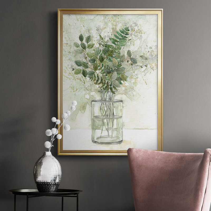 «Delicate Greenery I», reproduction d'art encadrée, Or, H 42 po x l 30,5 po x P 1 po