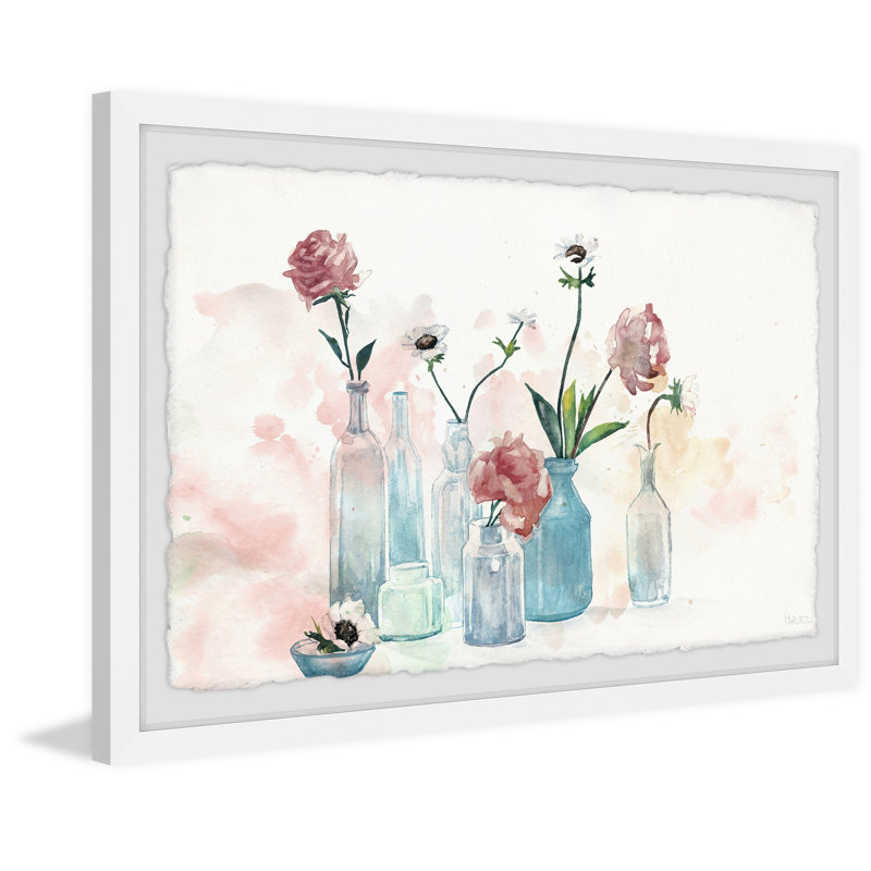 Blooms and Bottles Framed Canvas Print in 12" x 8"