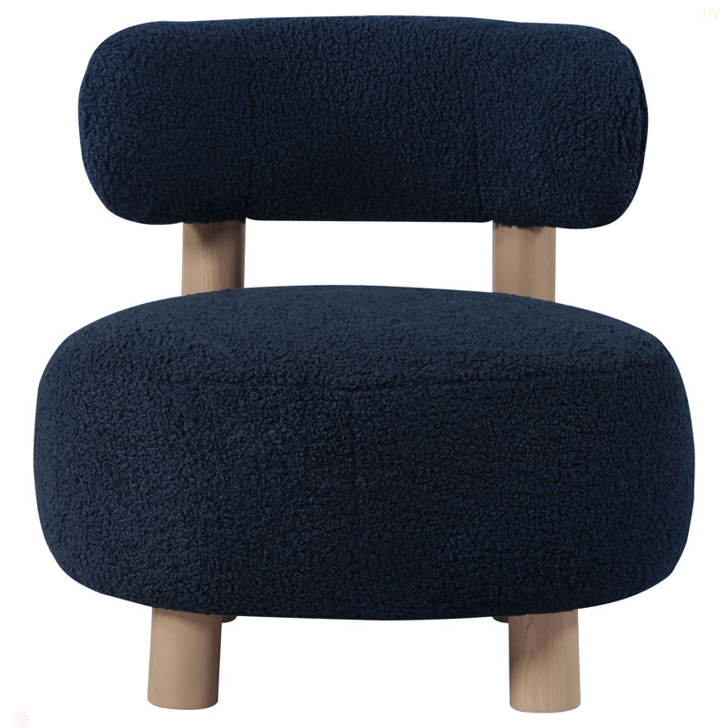 Fauteuil d'appoint moderne à dossier demi-tonneau rembourré en tissu bouclé moderne 1pc, Bleu