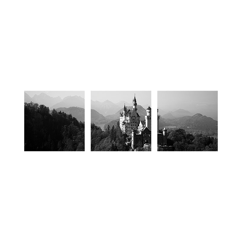 Castle On A Hill, Neuschwanstein Castle - No Frame Panoramic Print on Canvas, 30.48cm H x 91.44cm W x 1.91cm D