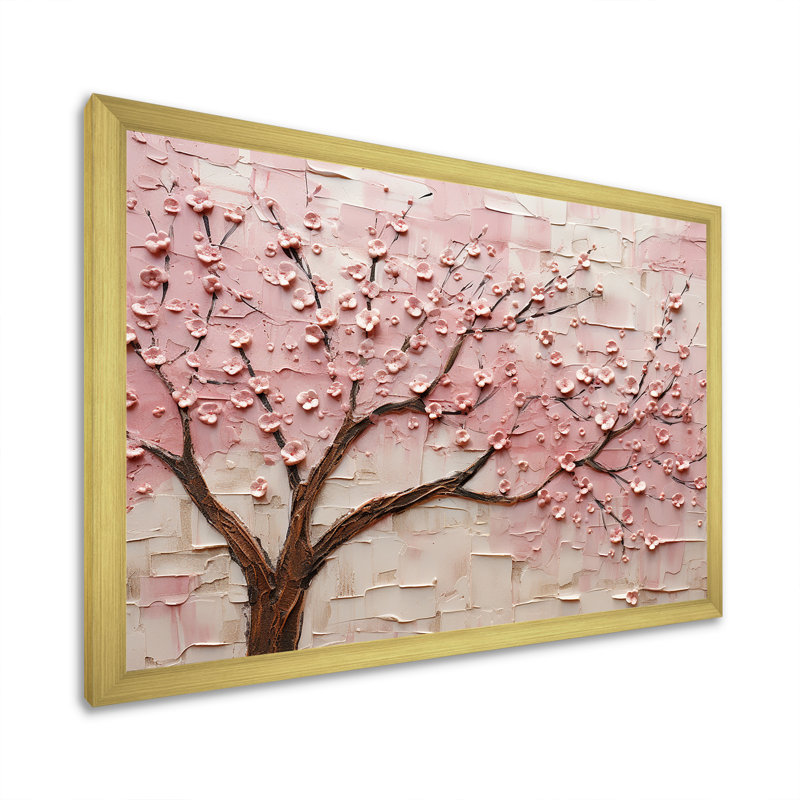 «Cherry Blossom Whisper», reproduction d'art sur toile, Cadre doré à coins fermés, H 16 po x l 32 po x P 1 po