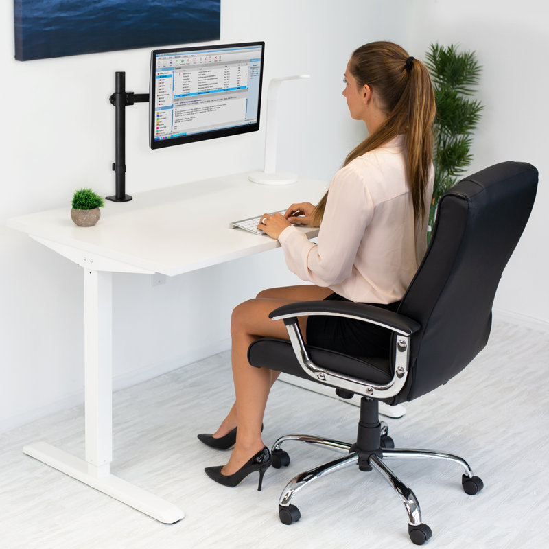 Mount-It! Full Motion Height Adjustable Single Monitor Arm Mount | Fits 13 - 32 in. TVs with C-Clamp