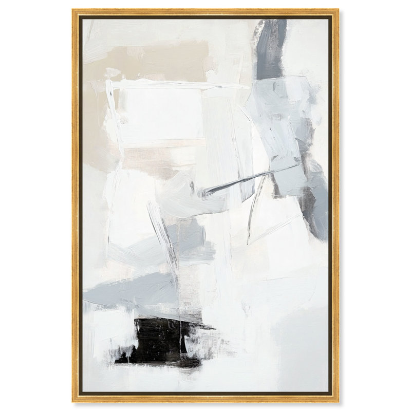 «Softened Echoes II Canvas Minimalist Boho» par Art Remedy, Cadre flottant doré, H 16 po x l 11 po