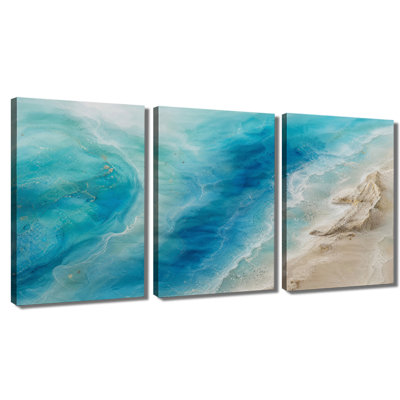 Toile, art mural bleu marine, vagues de l'océan, feuille, abstrait, résine, paysage marin, décoration murale