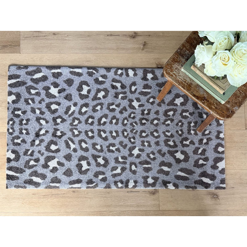 Tapis neutre neutre lavable Cheetah, Gris / brun, L 27,5 po x L 47 po