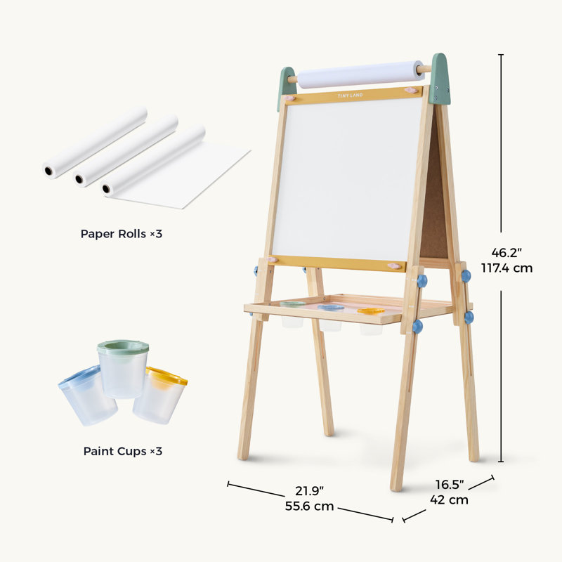 Chevalet d'art 3 en 1 Tiny Land® pour enfants et ensemble de rouleaux de papier