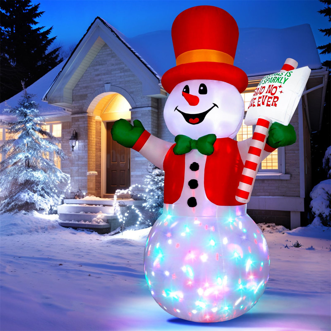 8FT/244CM Weihnachtsaufblasbares Schneemann Aufblasbares, Eingebaute Bunte Rotierenden LED Leuchten Yard Dekoration Schn...