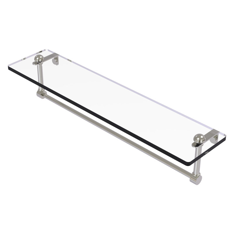 Gober Bracket Shelf with Towel Bar, 22", Satin Nickel